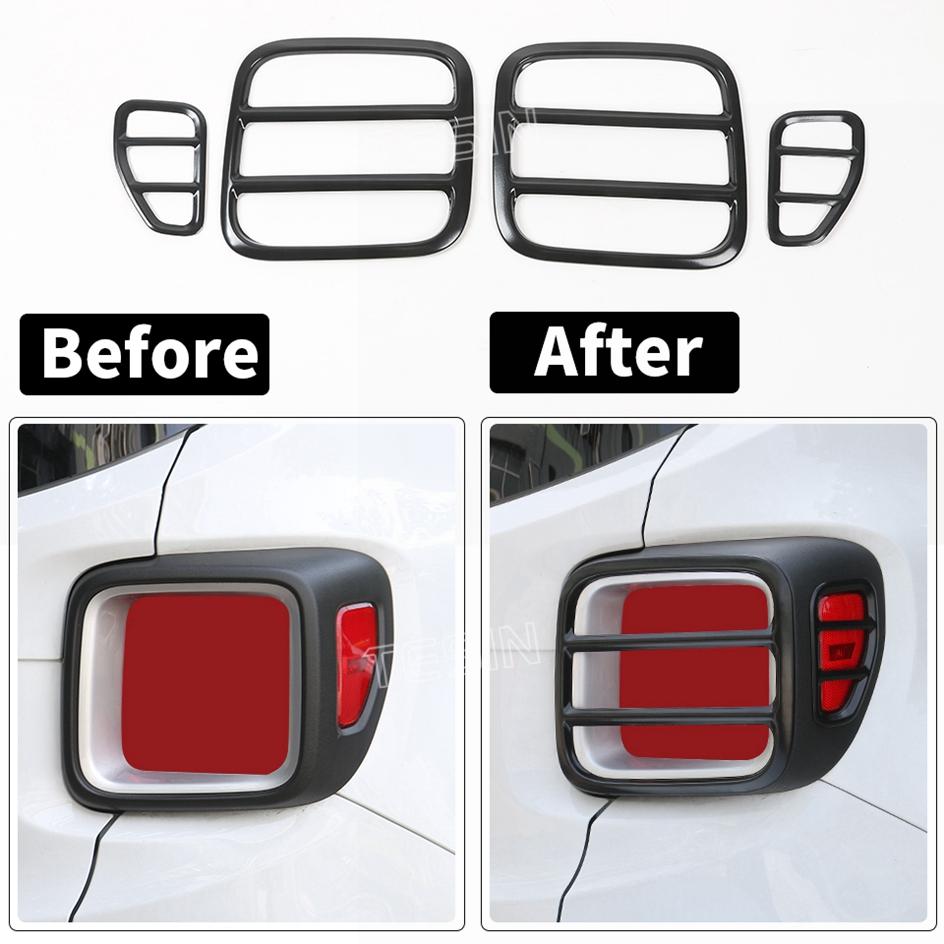 TESIN Lamp Hoods for Jeep Renegade 2016 Up Metal Car Tail Light Guard Cover Accessories for Jeep Renegade Sticker Exterior Parts