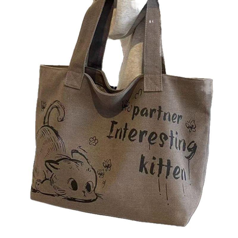 Casual Large Capacity Canvas Tote Bag Women's 2025 New Style Fashion Going Out Handbag Shoulder Bag