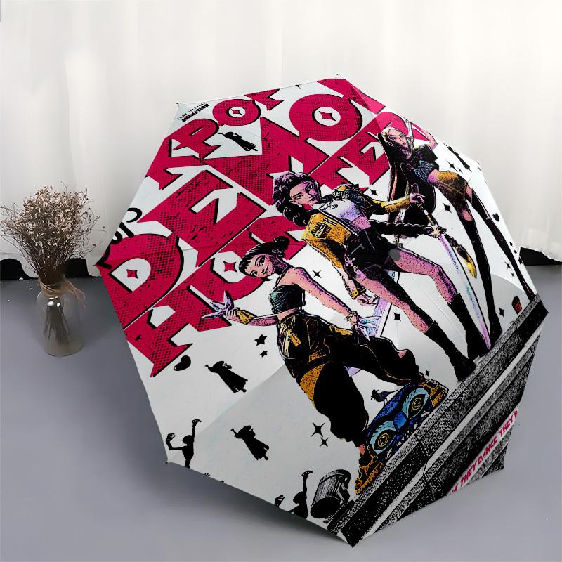1pc KPOP DEMON HUNTERS Umbrella with Plastic Handle,Suitable for All Seasons Home Travel Outdoor UmbrellaFP124