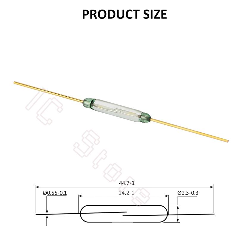 100PCS MKA-14103 Reed Switch 2x14mm 2*14mm Normally Open Magnetic Induction Switch Glass Tube Reed Contact SPST-NO 0.5A 100V