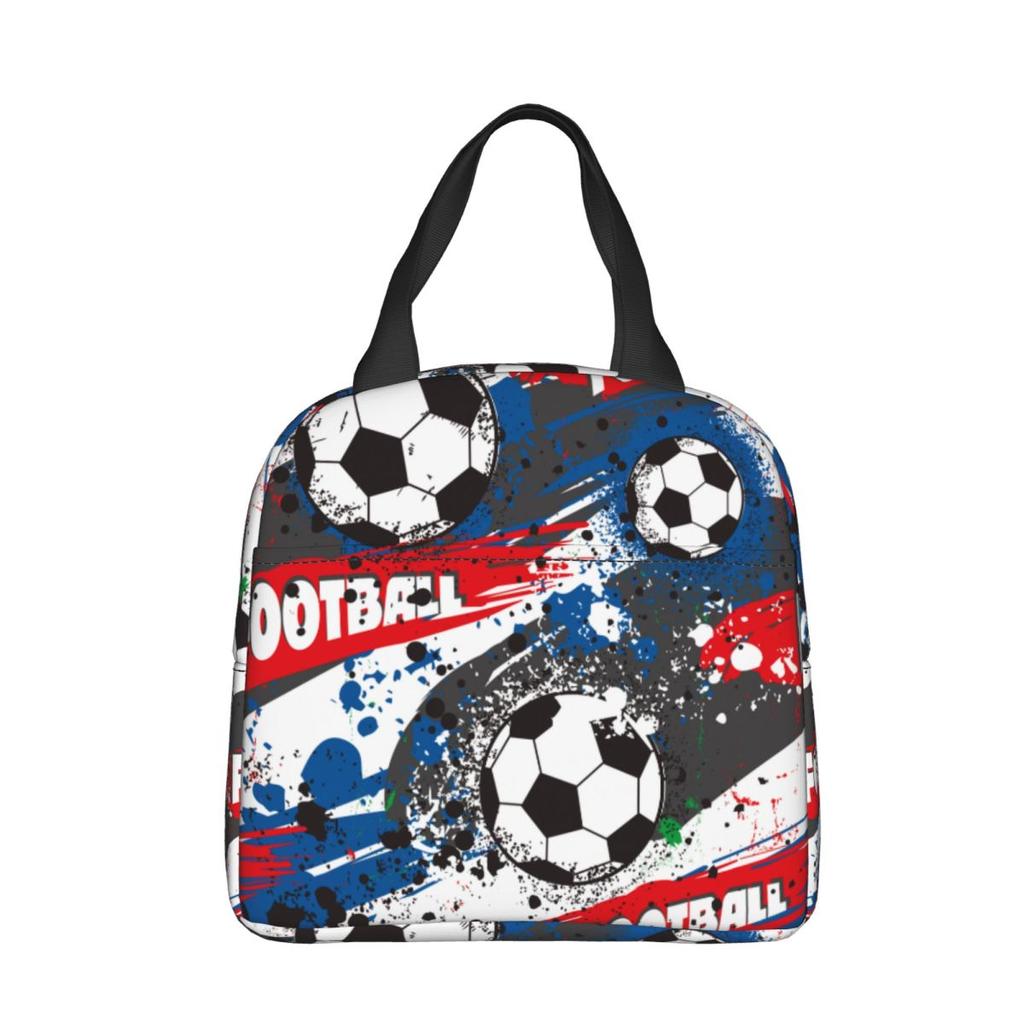 Cartoon Soccer Ball Football Insulated Lunch Bag Thermal Bag Reusable High Capacity Lunch Box Tote Food Bag Beach Outdoor