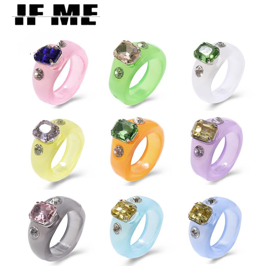 

IF ME корейские ювелирные аксессуары, кольцо на палец из смолы с бриллиантами, модные красочные кольца для женщин, подарок на день рождения
