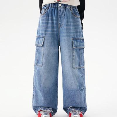 Kinder Casual Straight-Leg Jeans, Herbst 2025 - Koreanischer Stil Trend, Lockere Passform