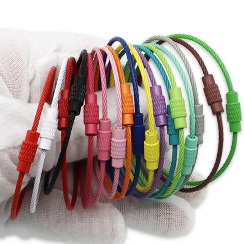 10-100 Stück Edelstahl Draht Schlüsselring Schlüssel Schlüsselanhänger Kreis Seil Kabel Schlaufe Outdoor Camp Gepäckanhänger Schraubverschluss Gadget