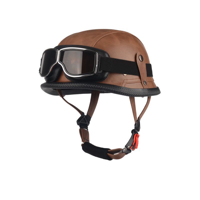 Pedal German Steel Helmet Cruise Retro Half Helmet Harley Men Motorcycle Helmet Motorcycle Floating Helmet Soldier Steel Helmet Leather Helmet
