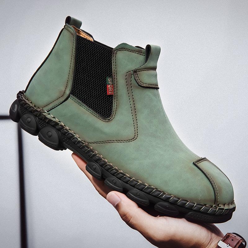 Mens Handmade Genuine Leather Boots Large Size Comfortable Ankle Boots for Men Casual Shoes Outdoor Boots Chelsea Boots