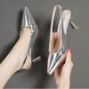 Fashion Sandals Women Mules Pointed Toe Shoes Female Wedding Shoes Sliver Outdoor Thin Heels Slides Ladies Sandalias De Mujer 2024