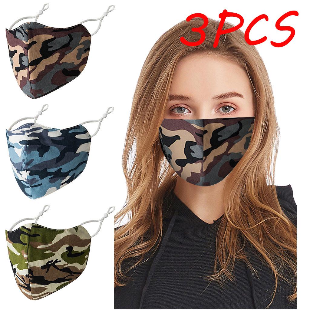 Buy Maelove 3PCS Adult Washable Camouflage Printed Adjustable Breathable Dust Cotton Mask at