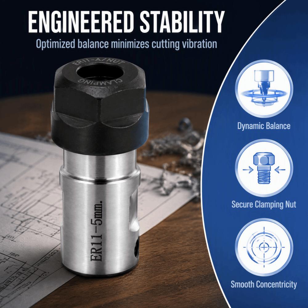 ER11 Spindle Extension Rod Alloy Steel Straight Shank Chuck Collet Chuck Holder For CNC Machine