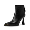 High heels women's season stiletto temperament short boots velvet high-end single boots bare boots
