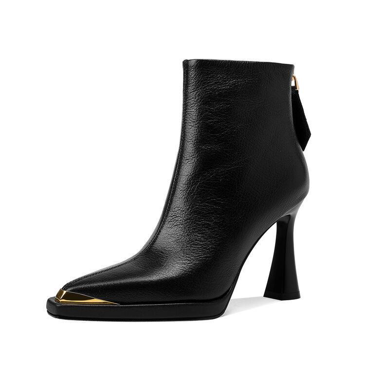 High heels women's season stiletto temperament short boots velvet high-end single boots bare boots
