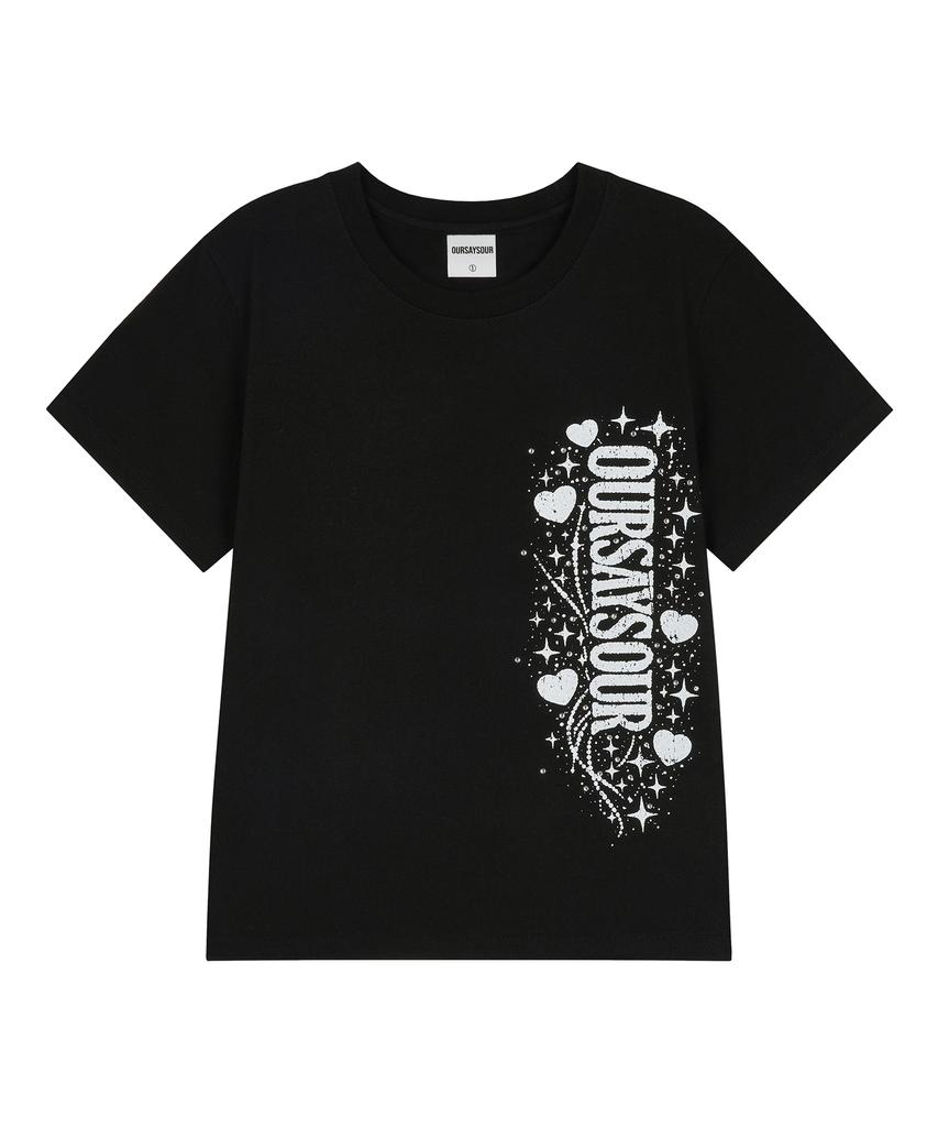 Awoseiawo Galaxy Heart Star Short Sleeve T-Shirt Black