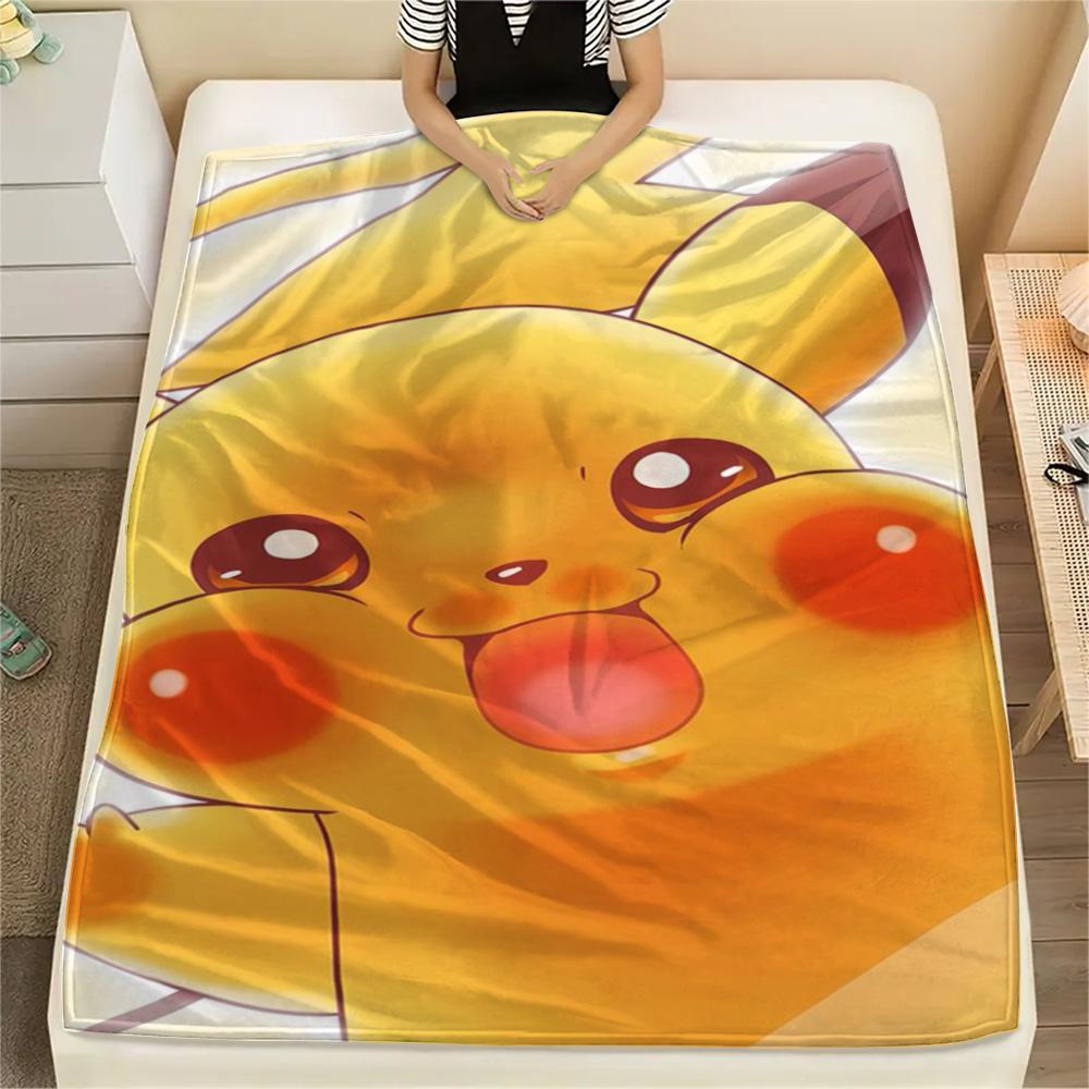 Pikachu Home Print Flannel Blanket Comfortable for Sofa Bed Couch and Travel.-TING