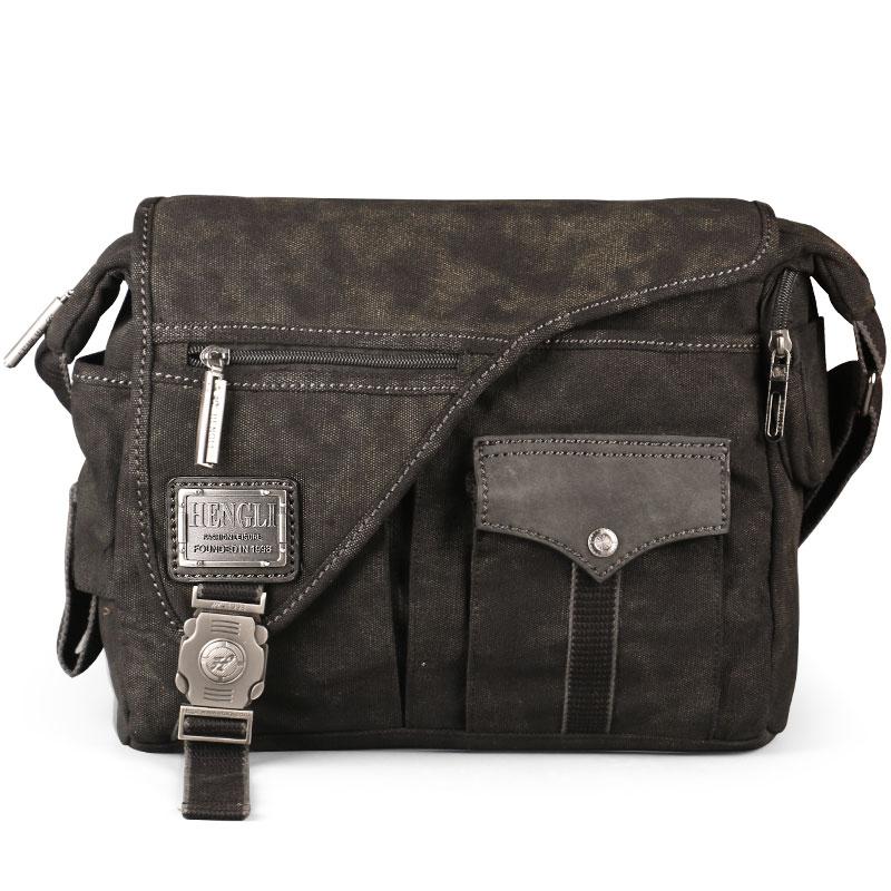 Ruil Men Canvas Multifunction Crossbody Bag Retro Handbags Travel Wear Resistance Shoulder Messenger Bags Leisure Package Bolsa
