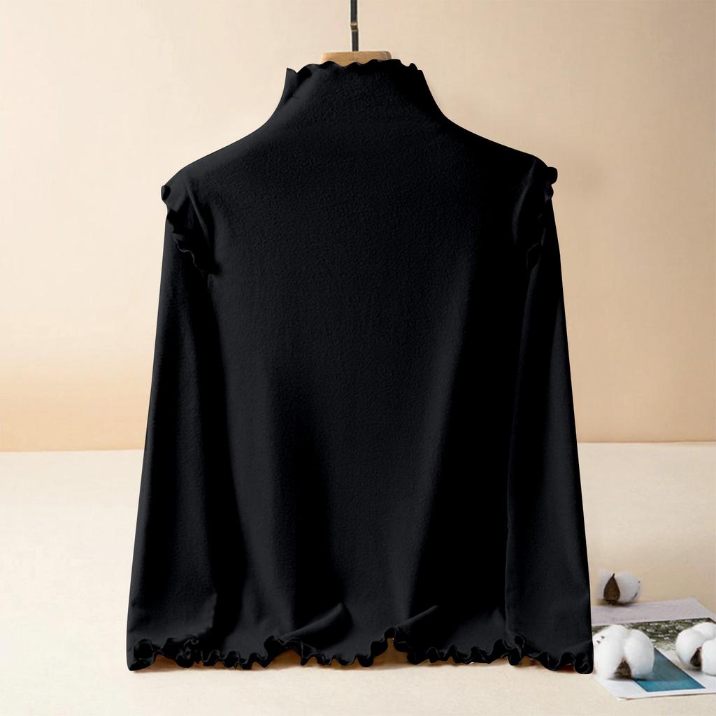 Women's Fashion Solid Colour Long Sleeve Fleece Thickened Top