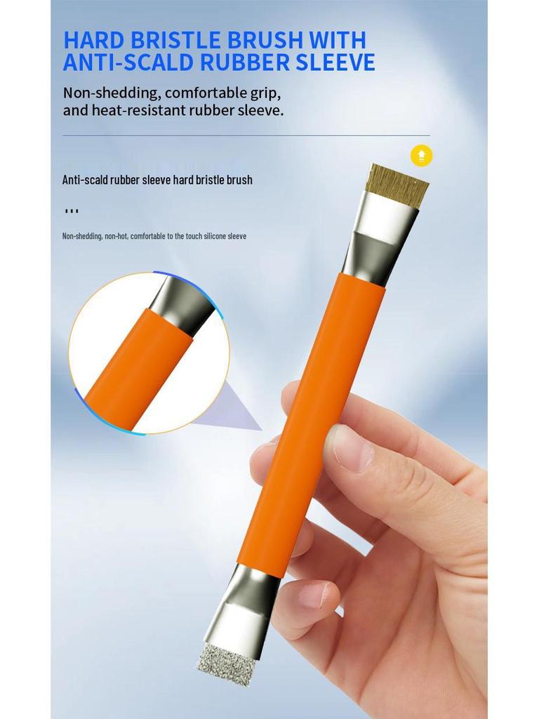 B&R Çift Başlıklı Antistatik Temizleme Fırçası, Anakartlar ve Entegre Devreler İçin Sert Kıl ve Çelik Tel ile.