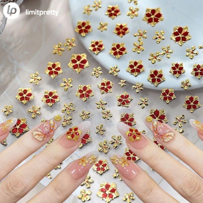 New Arrival Koi Fish & Gold Flower Nail Art Stickers - Wealth Attraction & French Flower Designs for Wearable Nail Decorations