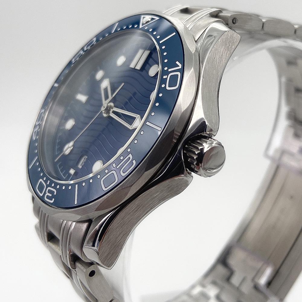 41mm Men's Mechanical Watch - Blue Dial, Date, Luminous Hands, Ceramic Bezel, Brushed 316L Stainless Steel Case