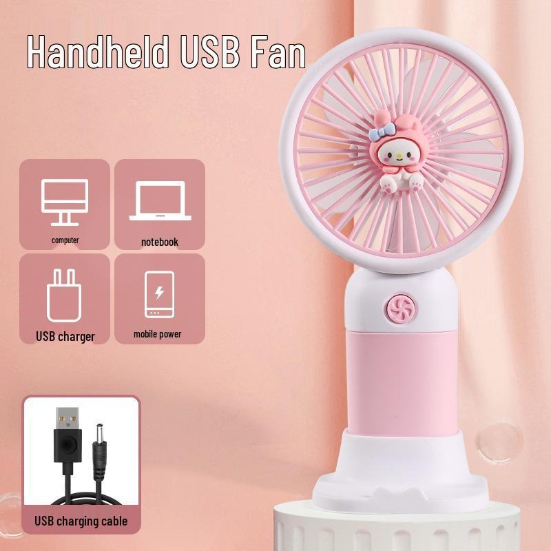 

Portable Cartoon Macaron Color Handheld Rechargeable Fan - Silent and Compact for Dorm Use 15x6x8 cm