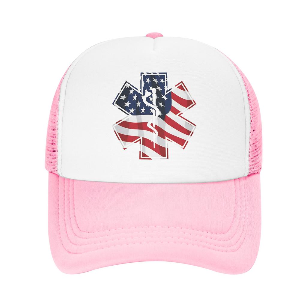 Summer Sun Hats Patriotic Paramedic EMT Star Of Life Caduceus With USA Flag Overlay Summer Baseball Cap Healthcar Snapback Cap