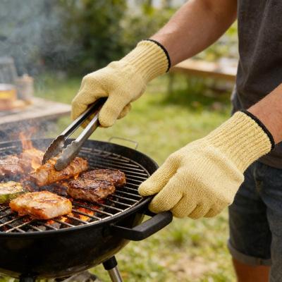 Aramid Double-Layer Heat Resistant Gloves - 350°F, Anti-Scald, Cut-Resistant for Baking, BBQ, Oven