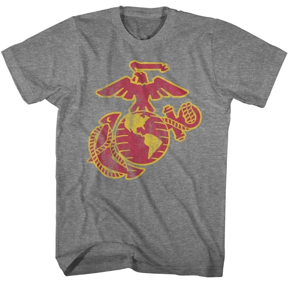United States Armed Forces U.S. Marine Corps Red & Yellow Emblem Men s T Shirt 4XL