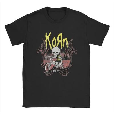 Camiseta de Rock da Banda Korn para Homens 100% Algodão Roupas Incrível Manga Curta Gola Redonda Camiseta Verão