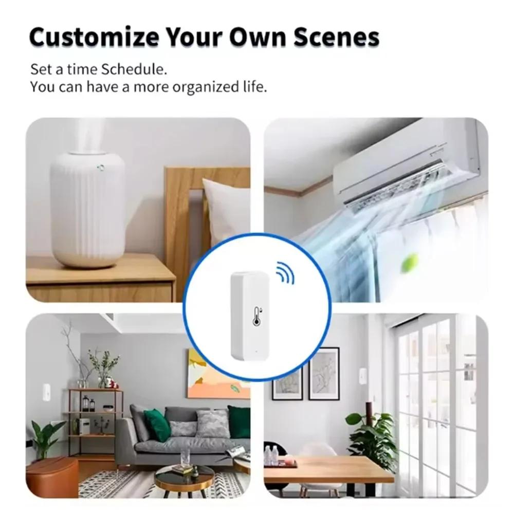 Sensore Smart di Temperatura e Umidità Tuya ZigBee/WiFi con Allarme Remoto tramite APP per Domotica Compatibile con Alexa Google Home