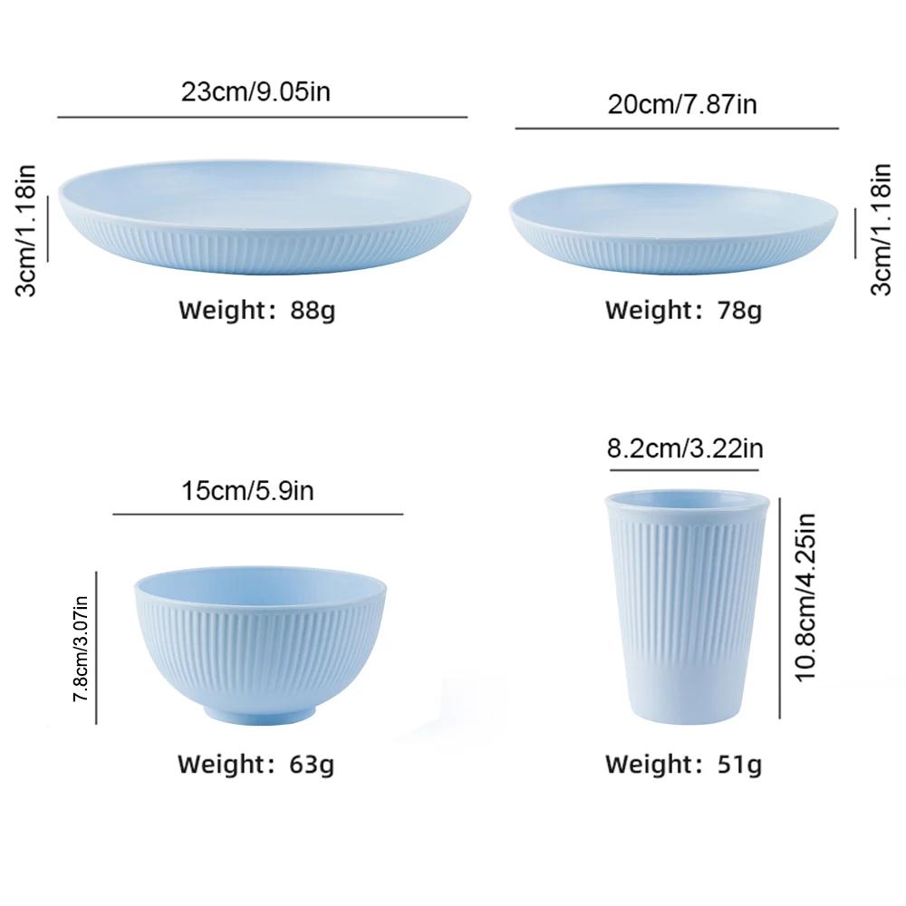 4Pcs 20cm Lightweight Unbreakable Wheat Straw Plates Deep Dinner Plate for Kids Toddler Adult Dishwasher Microwave Safe