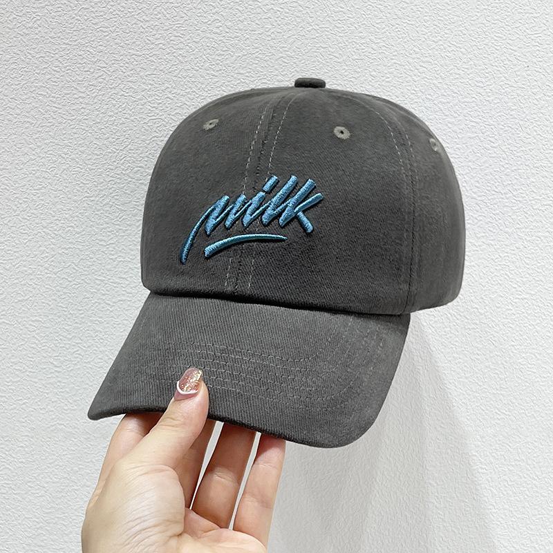 

Легкая регулируемая бейсболка с вышитыми буквами, классическая однотонная потертая кепка для папы для женщин adjustable серый