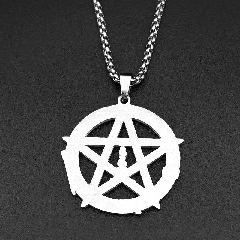 Collana con Ciondolo Pentagramma Stregoneria Per Donne Uomini Acciaio Inossidabile Colore Oro Tetragrammaton Amuleto di Salomone Gioielli a Catena Regalo