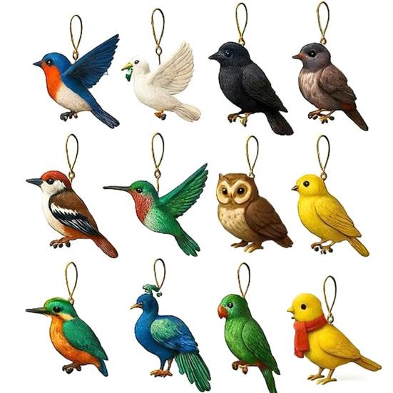Bird Advent Calendar 2025 24 Days Christmas Countdown Calendar with Acrylic 2D Bird Hanging Decoration Holiday Gifts for Kids Bird Lovers
