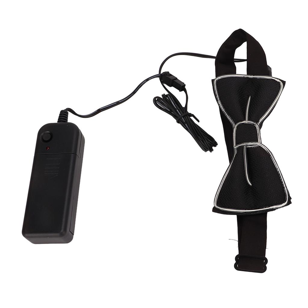 LED Bow Tie Polyester Plastic Copper Wire Adjustable Glowing Necktie for Party Dance Festival Club Green