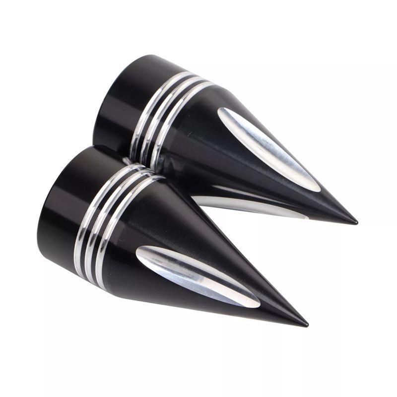 NEW-Black Front Axle Nut Covers Caps Kit For Touring Road King