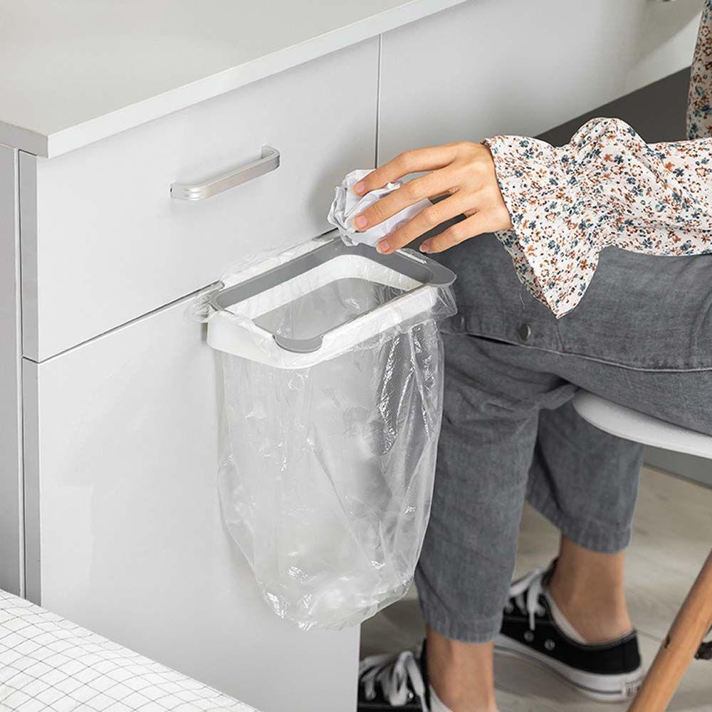Cabinet Door Trash Bin Cupboard Hanging Basket Garbage Bag Holder Trash Rack Storage Organizer