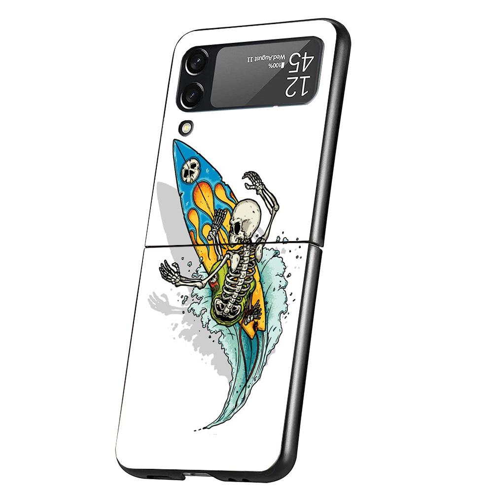 Surf Board Aesthetic Cover Phone Case For Samsung Galaxy Z Flip 7 6 5 4 3 5G Flip7 Flip6 Flip5 Flip4 Flip3 Black Fundas Shell Ga