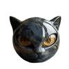 Decorative Black Cat Stone Figurine Resin Cat Head Healing Stone Marble Texture Cat Stone Keepsake Gift Office Desk Cats Decor