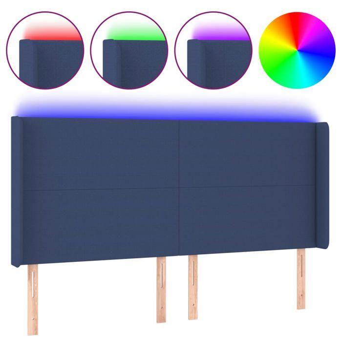 VidaXL Tête de Lit à LED Meuble de Chambre à Coucher Accessoire de Lit Double Tête de Cadre de Lit Intérieur Bleu 3123796