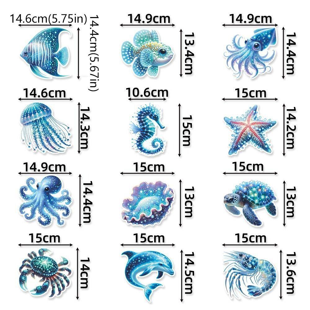 12pcs Paper Hawaiian Spiral Hanging Tag Waterproof Ocean Theme Pendant  Party Favors