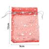 10pcs 9x12cm Printing Star Organza Bags Colorful Small Christmas Drawstring Gifts Bag For Beads Jewelry Packaging Bags & Pouches