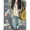 Chic design button-striped cardigan women's coat spring and autumn contrasting colors casual relaxation long-sleeved sweater top