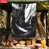 Black And White Dragon Yin Yang Tattoo Style Wall Tapestry Mythical Creature Art Decor For Bedroom Living Room