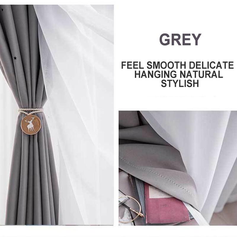 Verdunklungsvorhänge für Wohnzimmer, Stern-Hohl-Dekoration, Fenster-Blindstoff, Tüll, doppelschichtig, Schlafzimmer-Vorhang für Heimdekoration