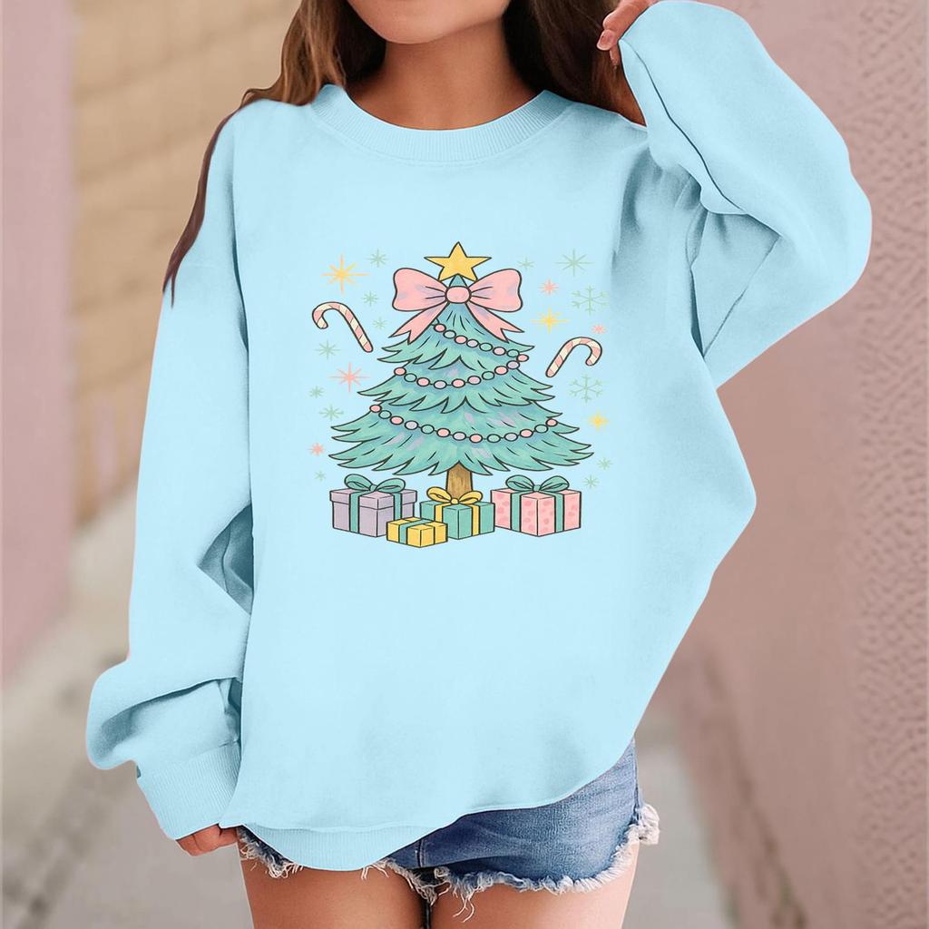 Children's Fashionable Casual Long-sleeved Loose Christmas Print Pullover Sweatshirt