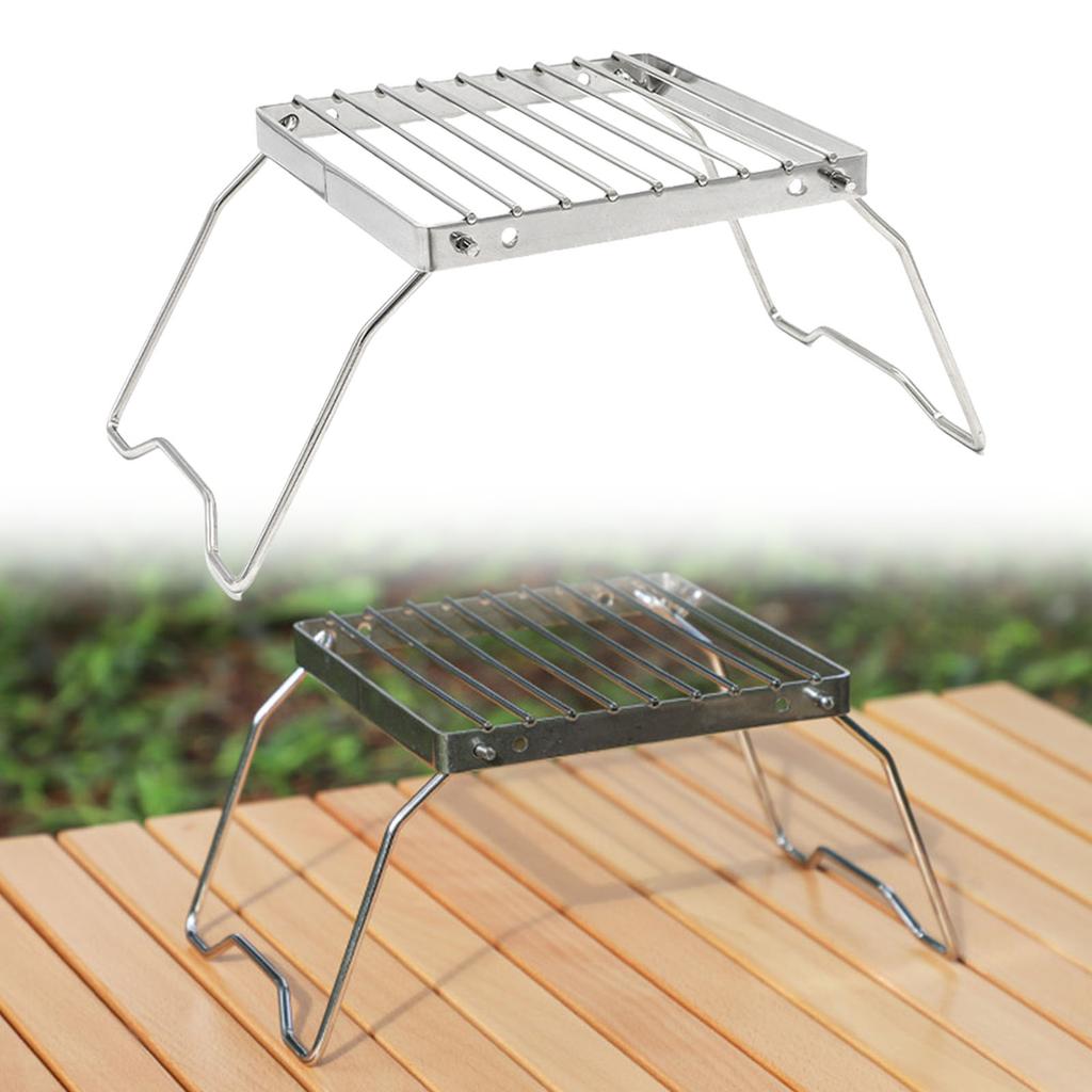 Ourdoor Stainless Steels Camping Grill Portable Folding Small Grill Rack Burners Stove Stand Baking Tray Holder Enduring