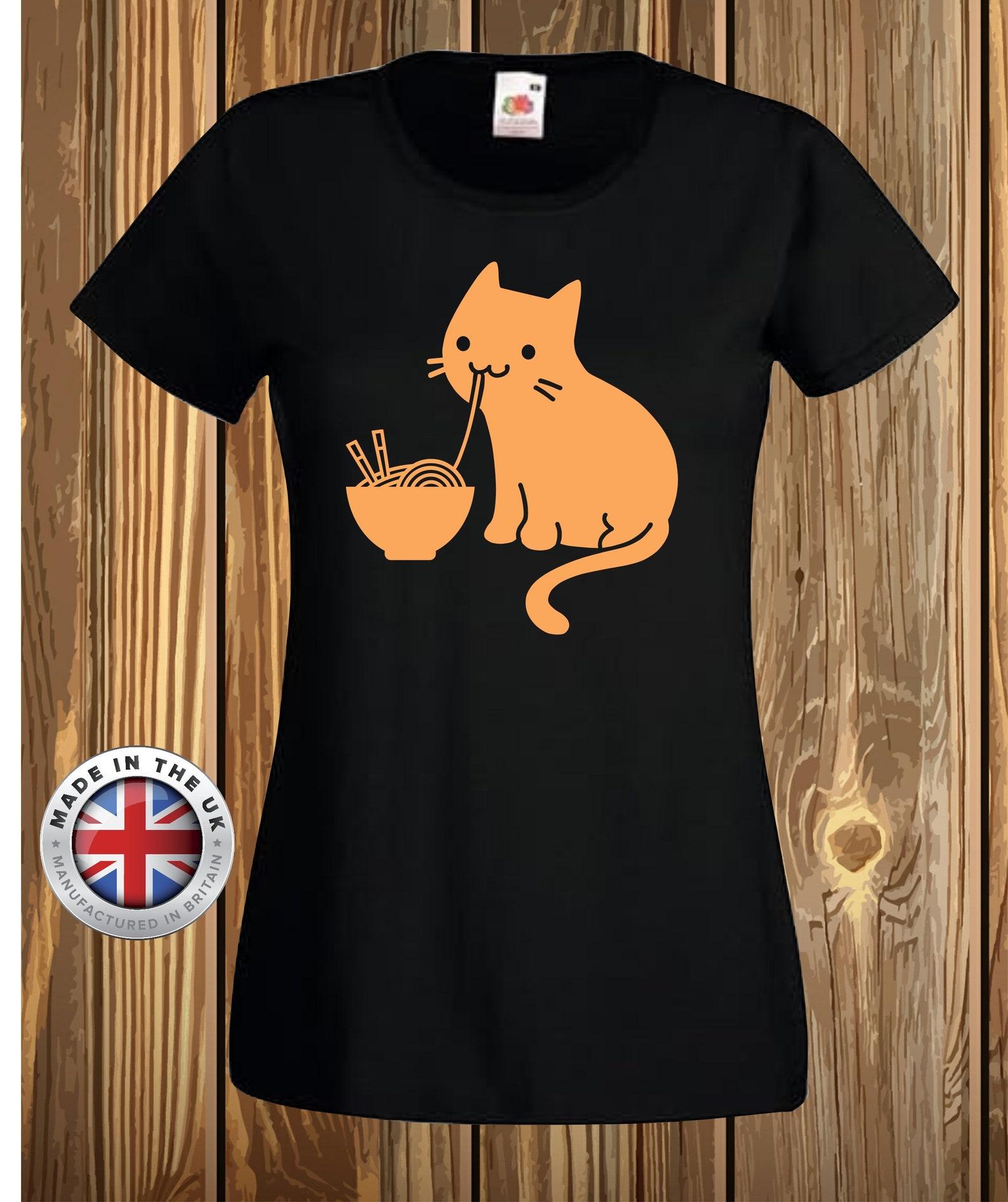 Noodle Cat Ramen T-Shirt: Humorous Kitten Print 3XL