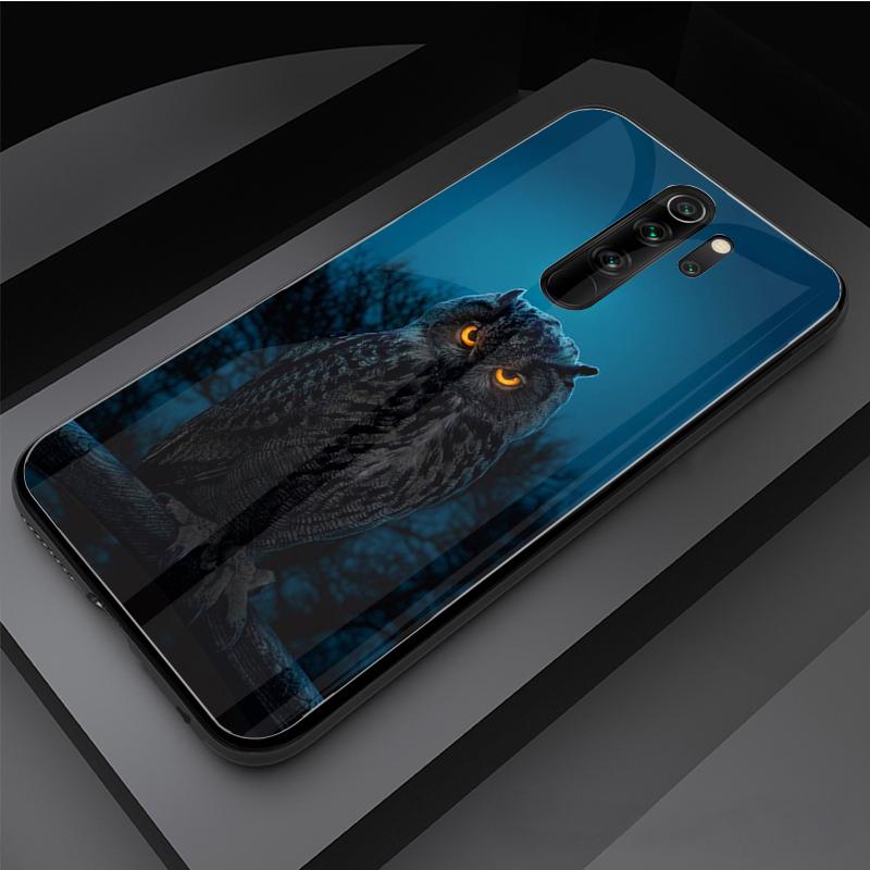 Owl Tempered Glass Phone Case For Redmi Note 5 6 7 8 Pro Note8T Note9S Redmi8 9 Cover Shell
