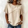 Women Loose Fit Short Sleeve Round Neck T-shirt with Distressed Raw Edge Seam Multi Colors