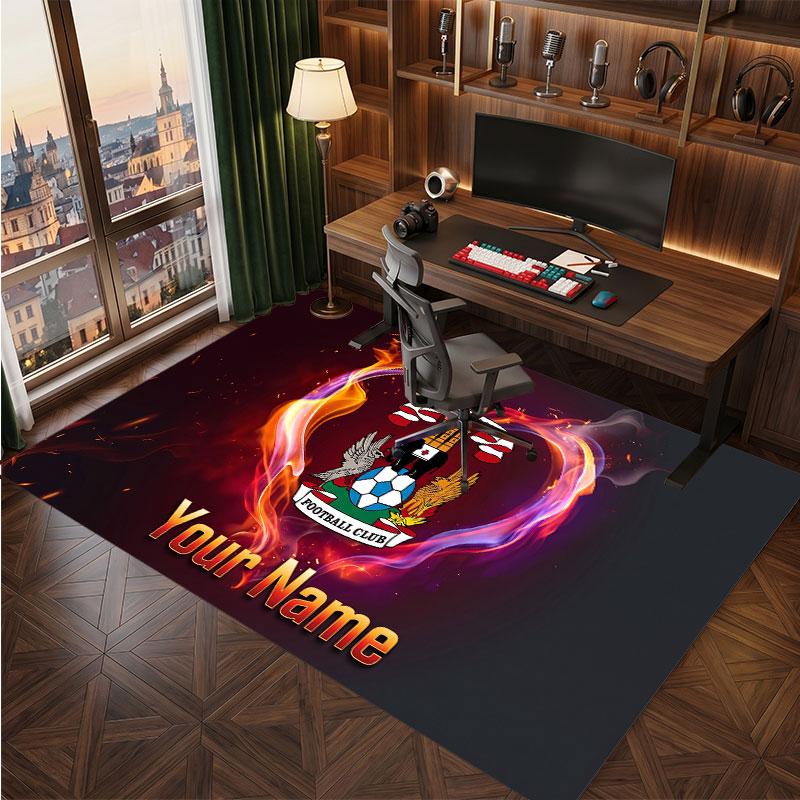 Coventry City Custom Crystal Velvet Rug, Personalized Name Text Print, Football Logo Soft Non‑Slip Floor Mat Home Decor Gift