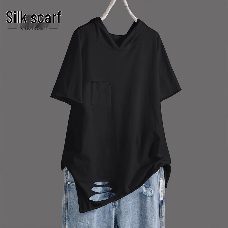 Women's Loose Hooded Short-Sleeve T-Shirt